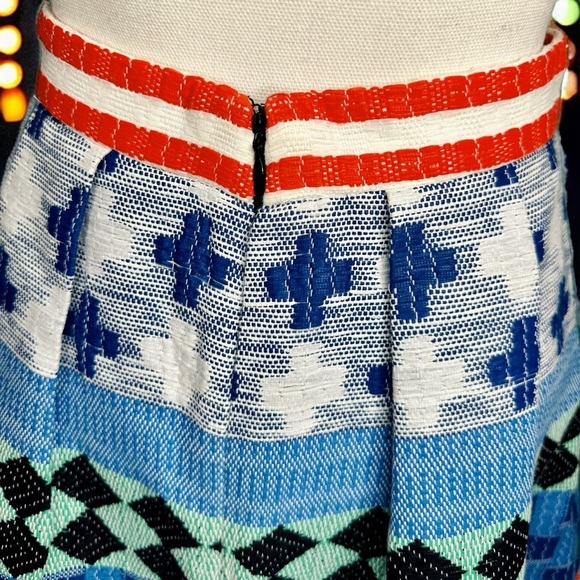 Novis Multicolor Woven Jacquard Pleated A-Line Skirt Resort 2015 Collection SZ6 - Picture 5 of 12